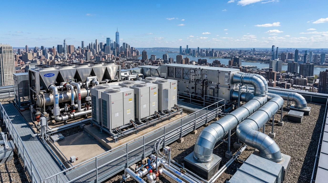 Instalasi Rooftop HVAC Chiller dan Air Handling Unit PT Datavis Indonesia